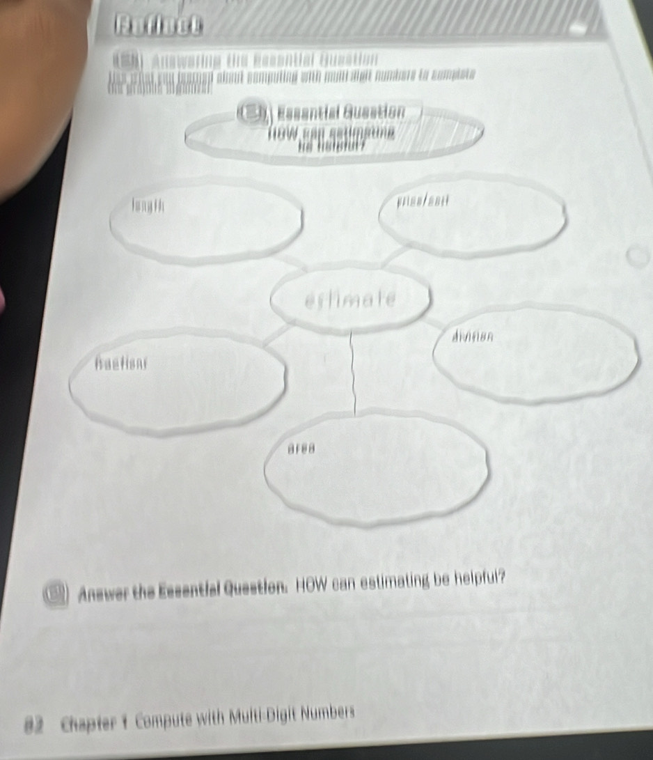 Reflnct 
pisio 
Answer the Essential Question. HOW can estimating be helpful? 
82 Chapter 1 Compute with Multi-Digit Numbers