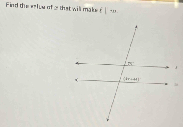 Find the value of x that will make ell ||m.