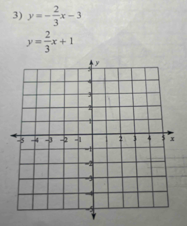 y=- 2/3 x-3
y= 2/3 x+1