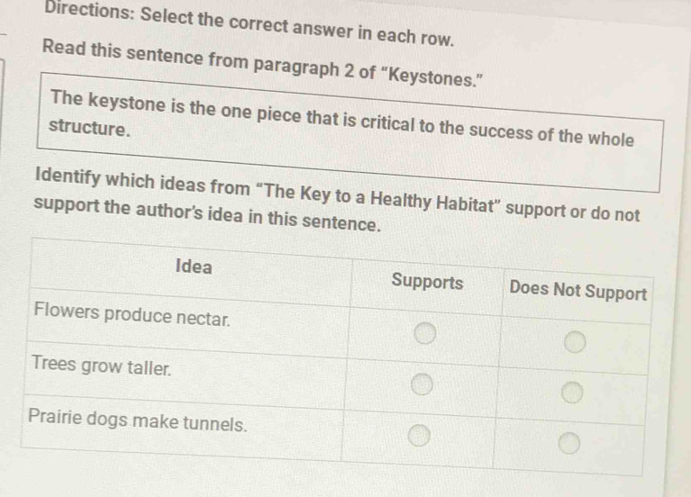 Solved: Directions: Select the correct answer in each row. Read this ...