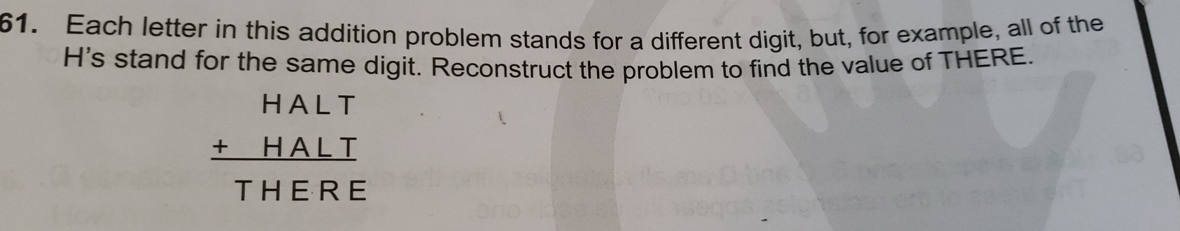 Solved: Each letter in this addition problem stands for a different ...