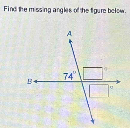 Find the missing angles of the figure below.