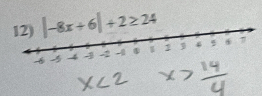 |-8x+6|+2≥ 24