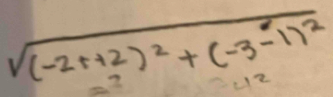 sqrt((-2r+2)^2)+(-3-1)^2