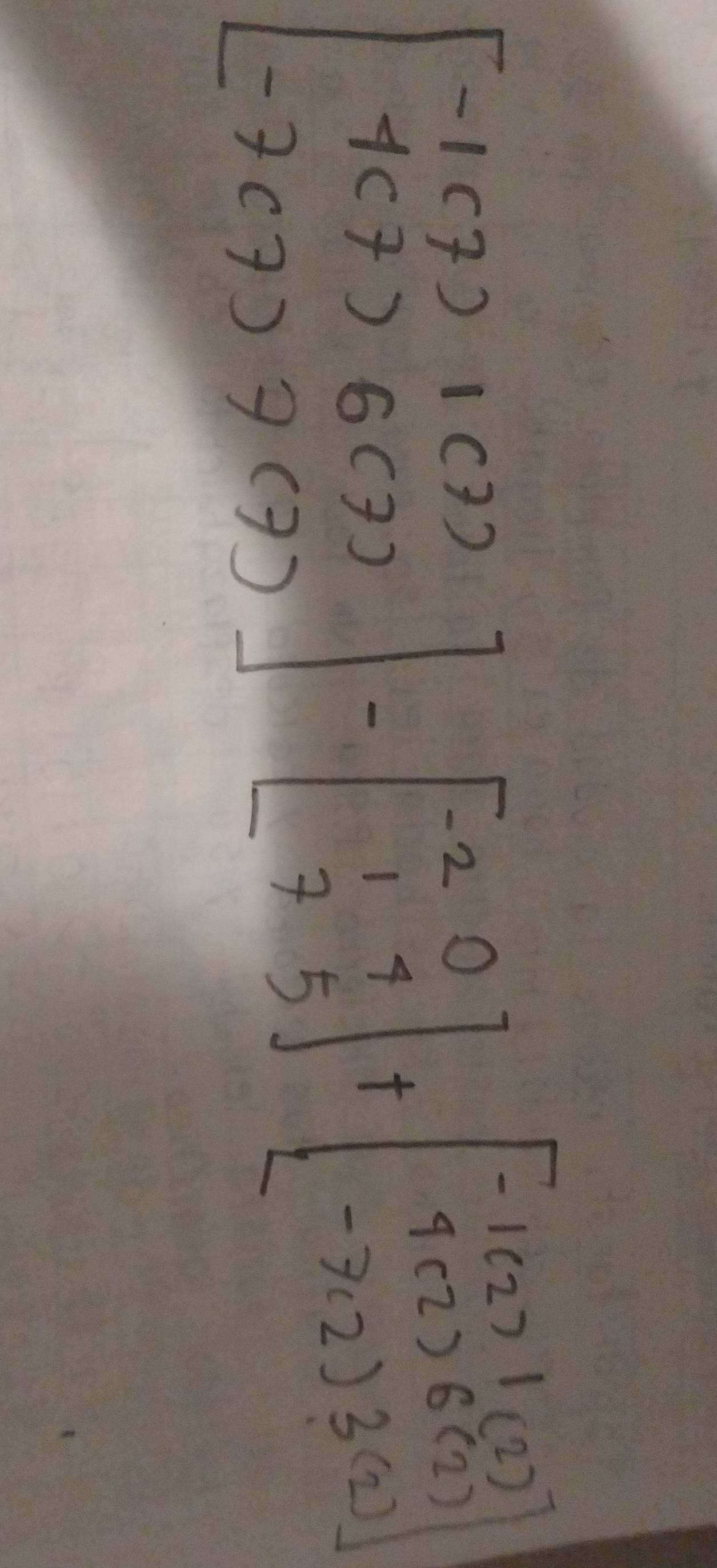 beginbmatrix 3 32&9&(22&6 0)&(22&6 0&1&(22)&-endbmatrix -beginbmatrix (6)6(t)t- (t)9(t) (t)1(t)1-endbmatrix