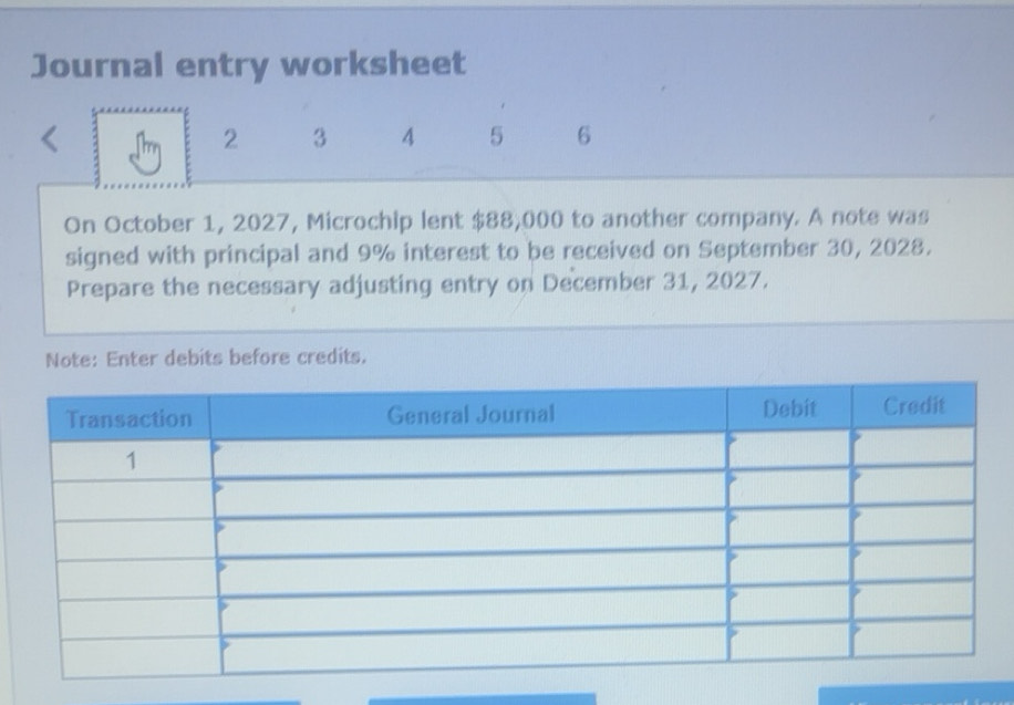 Solved: Journal entry worksheet 2 3 4 5 6 On October 1, 2027, Microchip ...