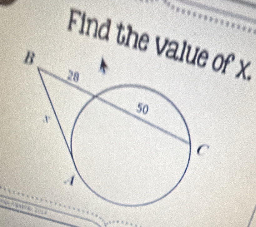 Find the of x.