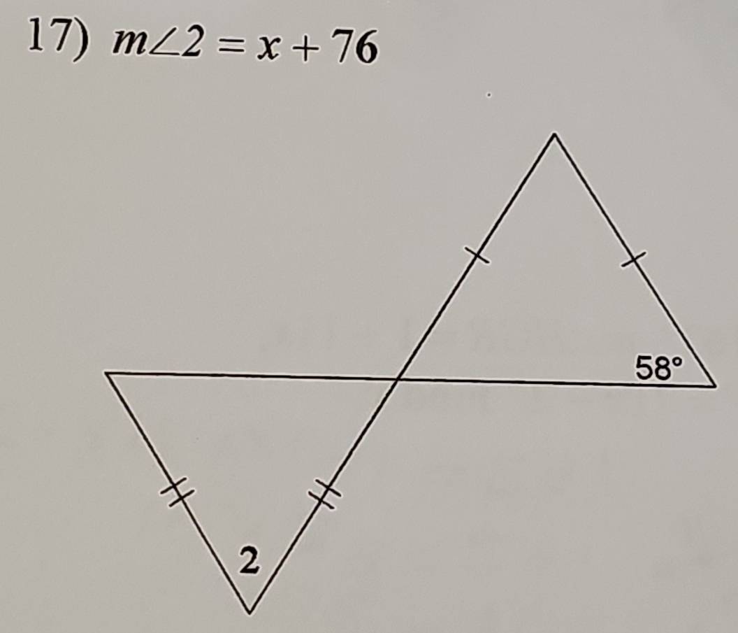 m∠ 2=x+76