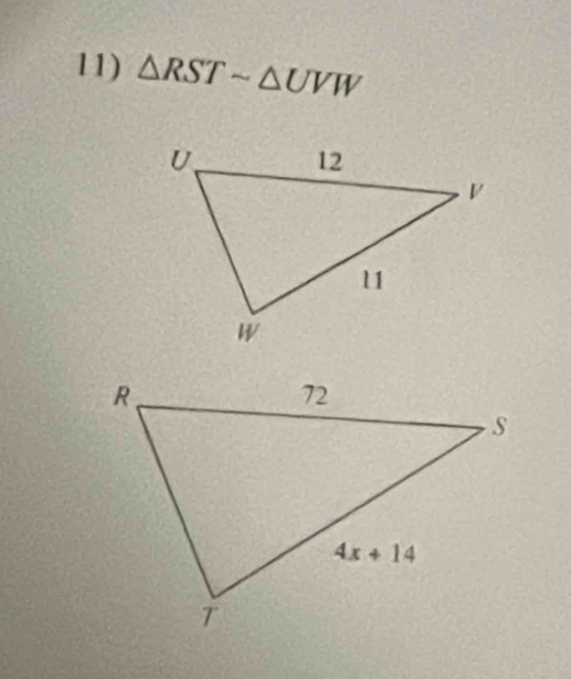 △ RSTsim △ UVW