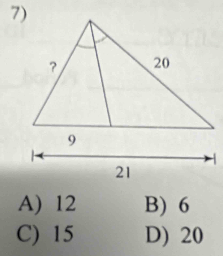 A) 12 B) 6
C) 15 D) 20