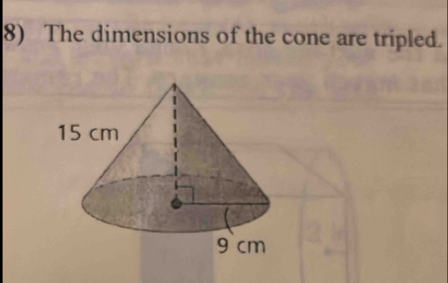 The dimensions of the cone are tripled.