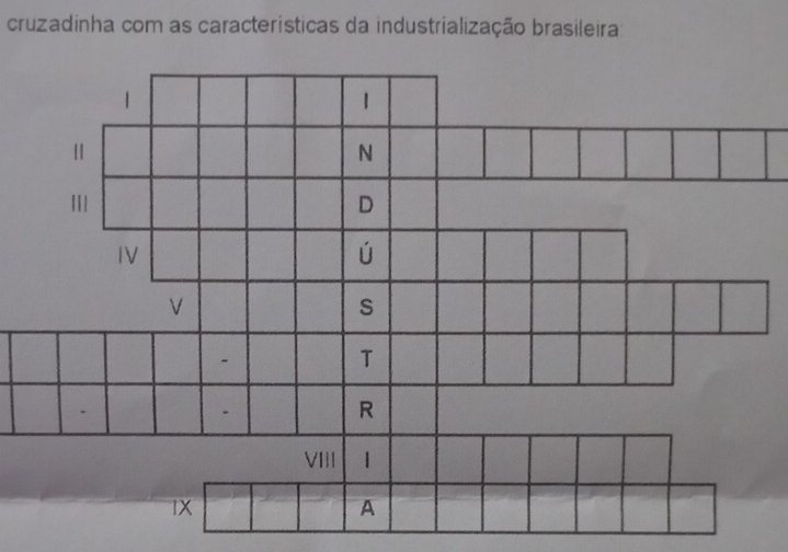 cruzadinha com as características da industrialização brasileira