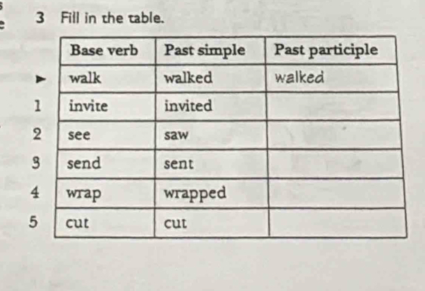 Fill in the table. 
4
5