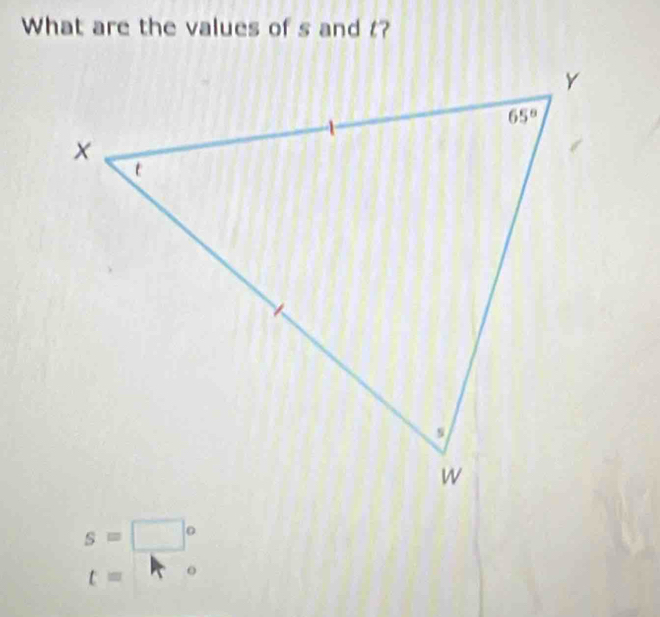 What are the values of s and t?
s=□°
t= o