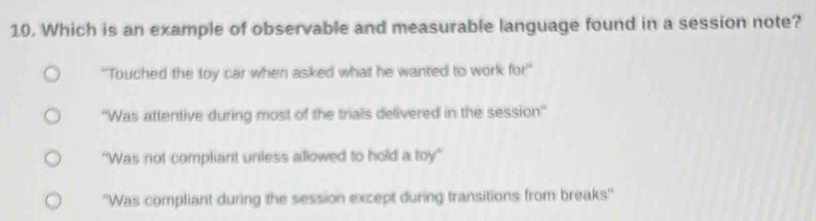 Solved: Which is an example of observable and measurable language found ...