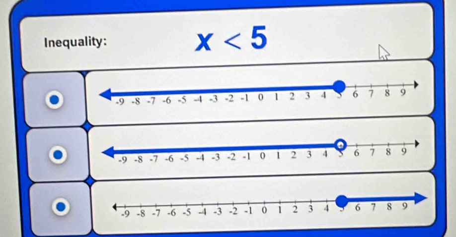 Inequality:
X<5</tex>