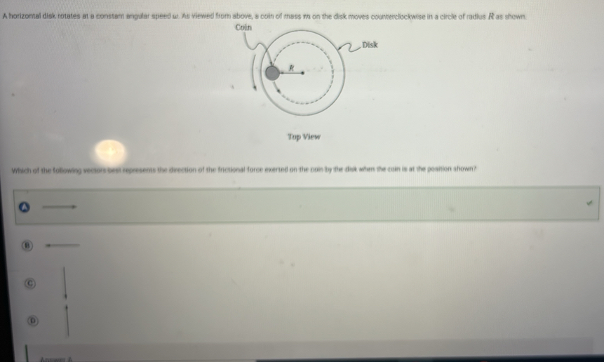 Solved: A horizontal disk rotates at a constant angular speed w. As ...