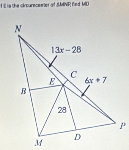 is the circumcenter of △ MNP, find MD