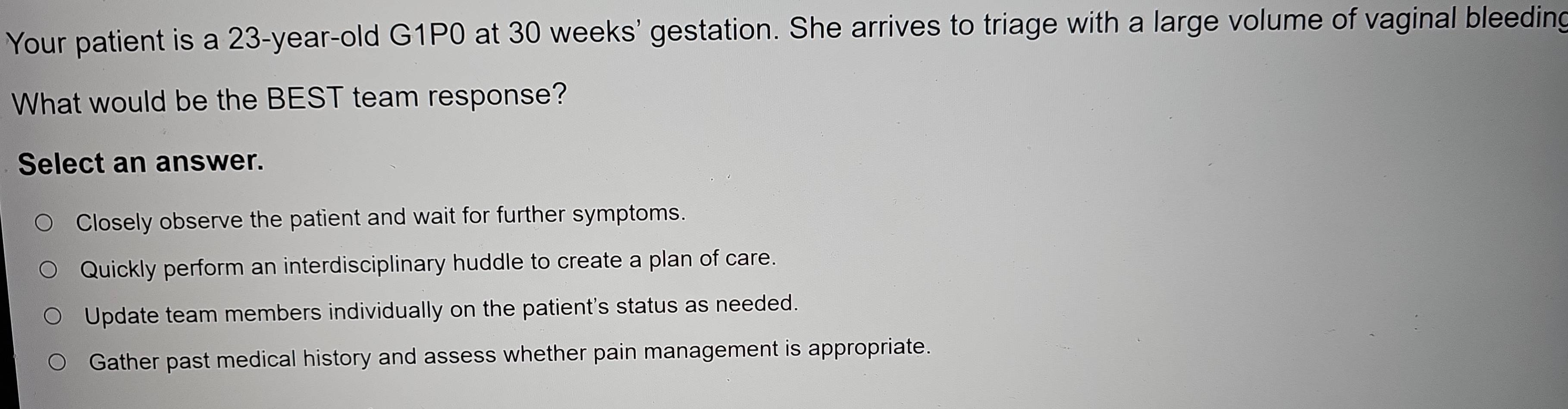 Solved: Your patient is a 23-year-old G1P0 at 30 weeks ' gestation. She ...