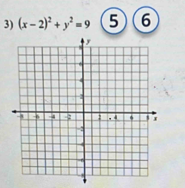 (x-2)^2+y^2=9 5) (6