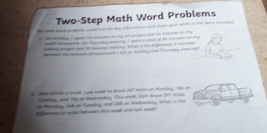 Solved: Two-Step Math Word Problems For each word problem, underline ...