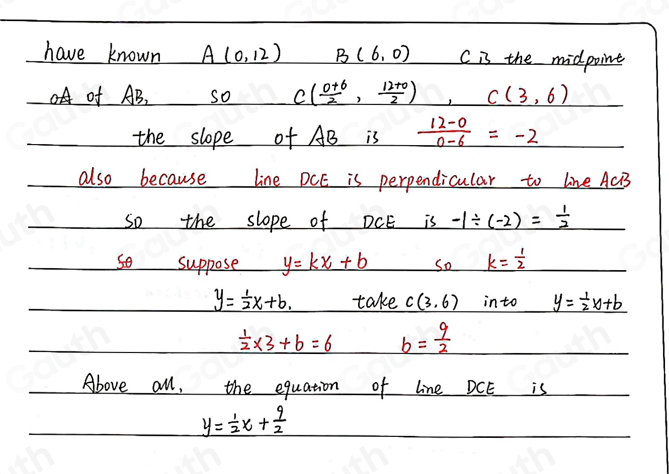 Solved: 21 ACB is a straight line. A is the point (0,12) , and B is the ...