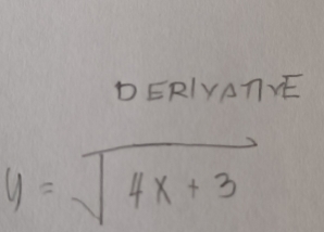 DERIYATVE
y=sqrt(4x+3)