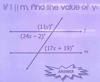 If l||m , find the value of y: