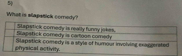 What is slapstick comedy?