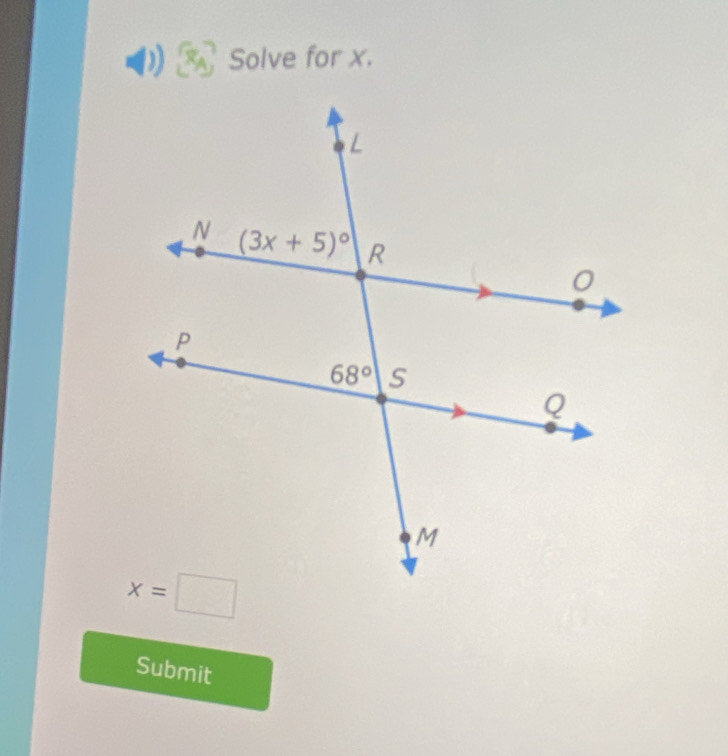 Solve for x.
Submit