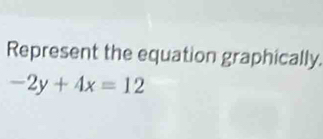 Represent the equation graphically.
-2y+4x=12