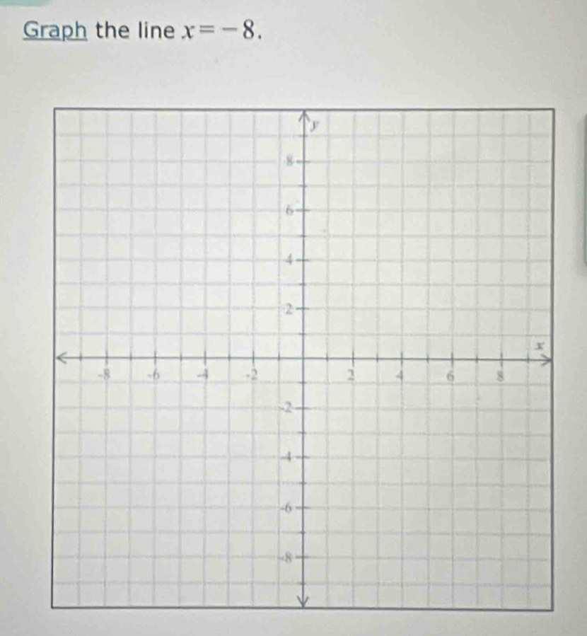 Graph the line x=-8.