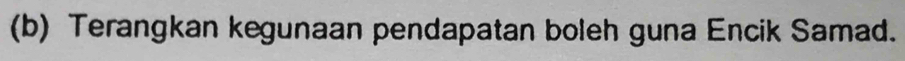 Terangkan kegunaan pendapatan boleh guna Encik Samad.