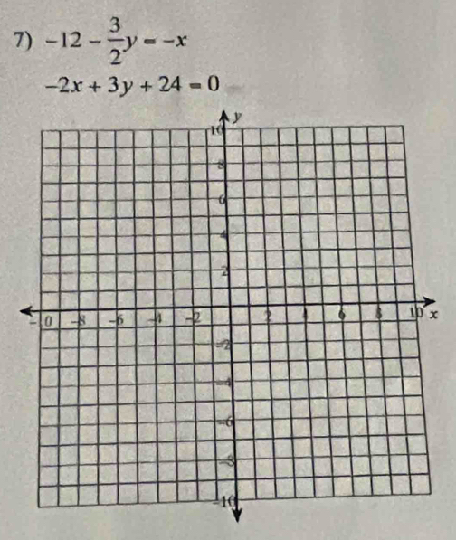 -12- 3/2 y=-x
-2x+3y+24=0
x