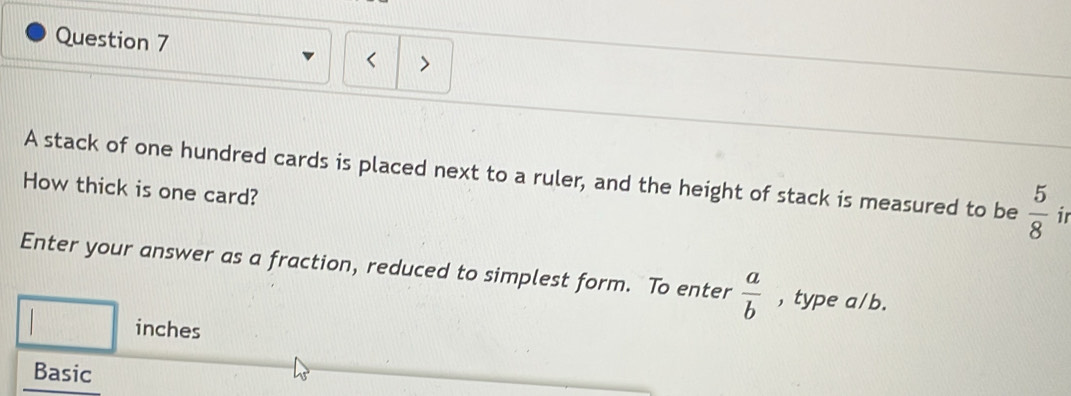 Solved: A stack of one hundred cards is placed next to a ruler, and the ...