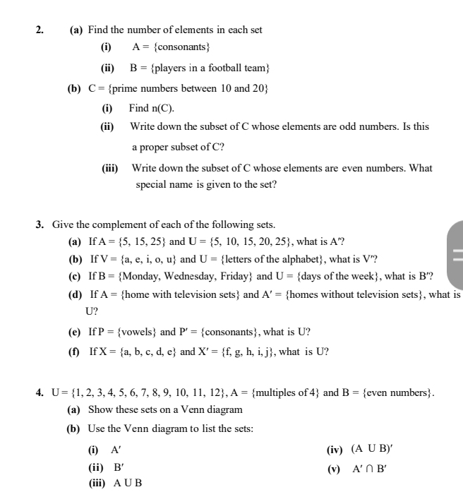 Solved: Find the number of elements in each set (i) A= consonants (ii ...