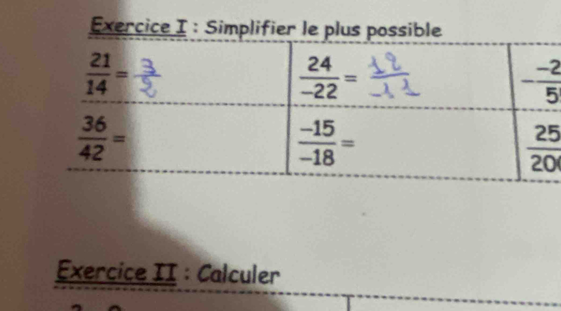 Exerc
Exercice II : Calculer