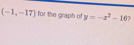 (-1,-17) for the graph of y=-x^2-16 ?