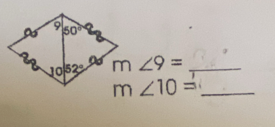 m∠ 9= _
m∠ 10= _