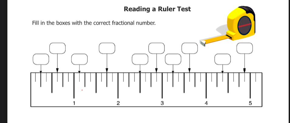 Solved: Reading a Ruler Test Fill in the boxes with the correct ...