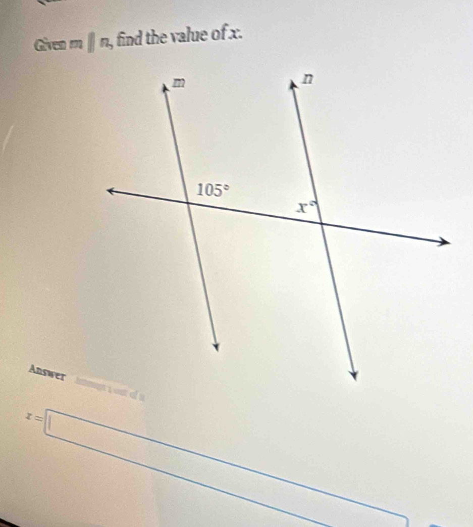 Given m ∥ n, find the value of x.
Answer
x=□