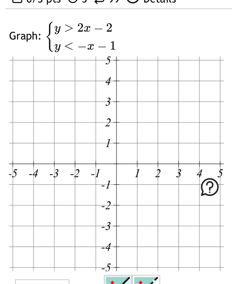 Graph: beginarrayl y>2x-2 y
-5