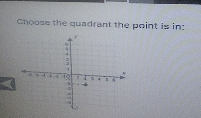 Choose the quadrant the point is in: