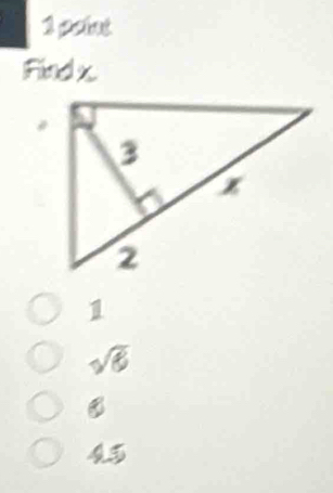 polut
Find x
1
sqrt(6)
45