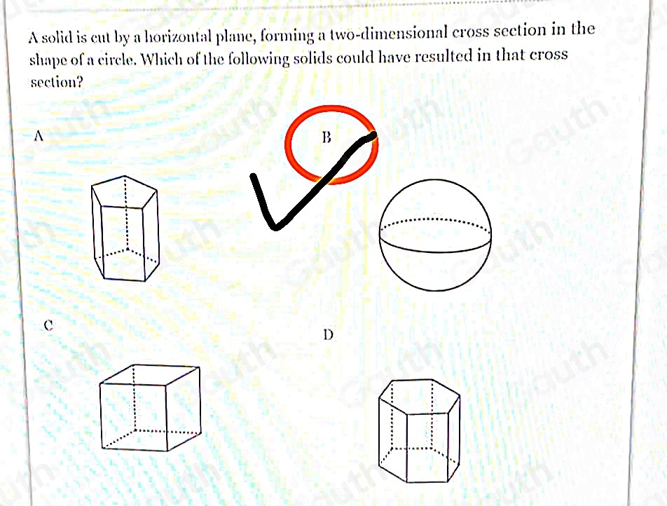 Solved: A solid is cut by a horizontal plane, forming a two-dimensional ...