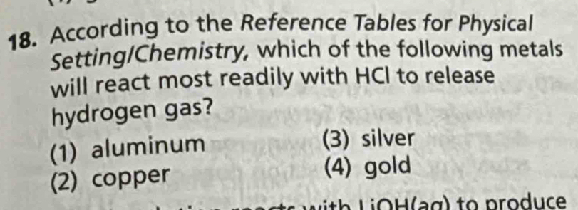 Solved: According to the Reference Tables for Physical Setting ...