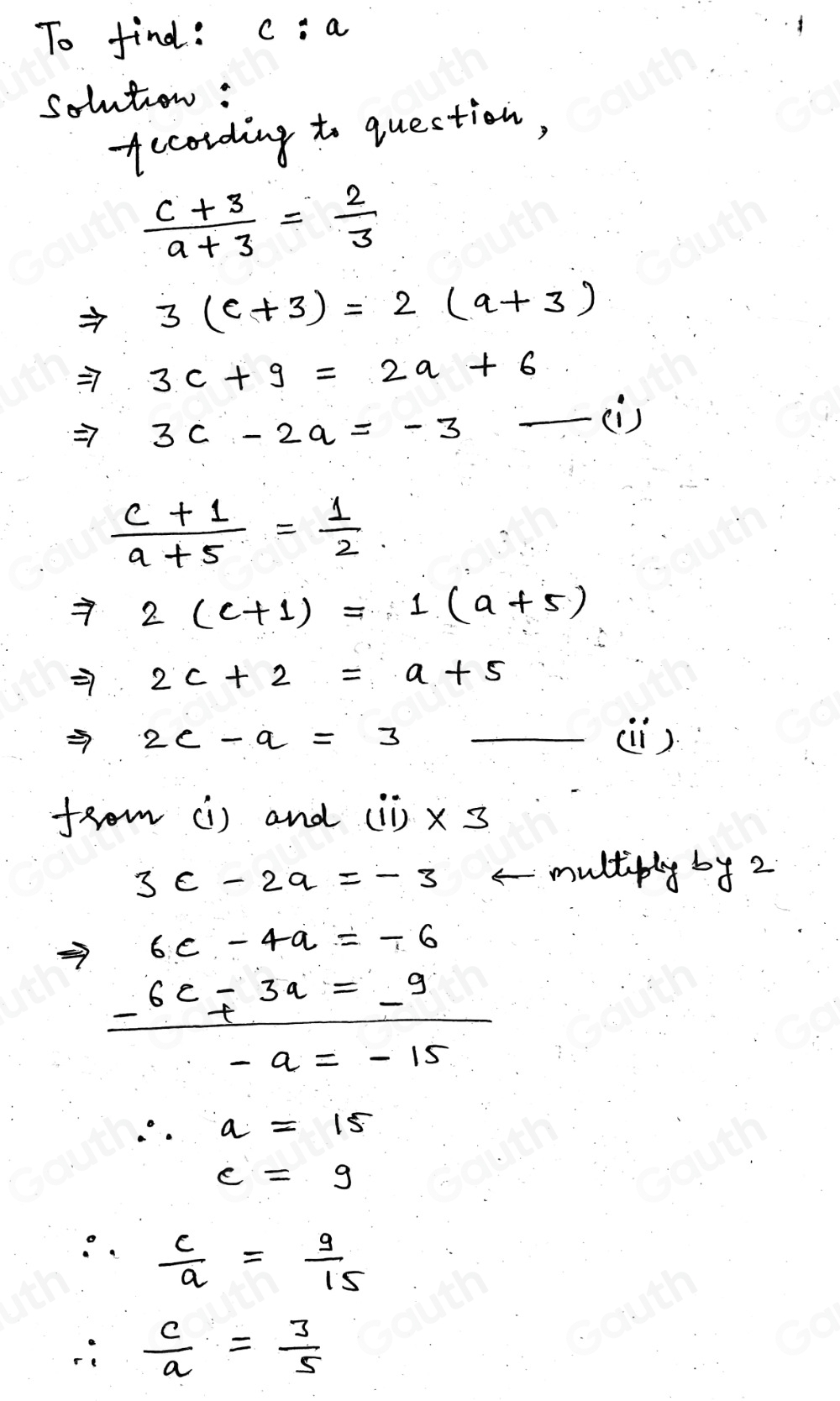 Solved: At a party, there are c children and a adults. The ratio of the ...