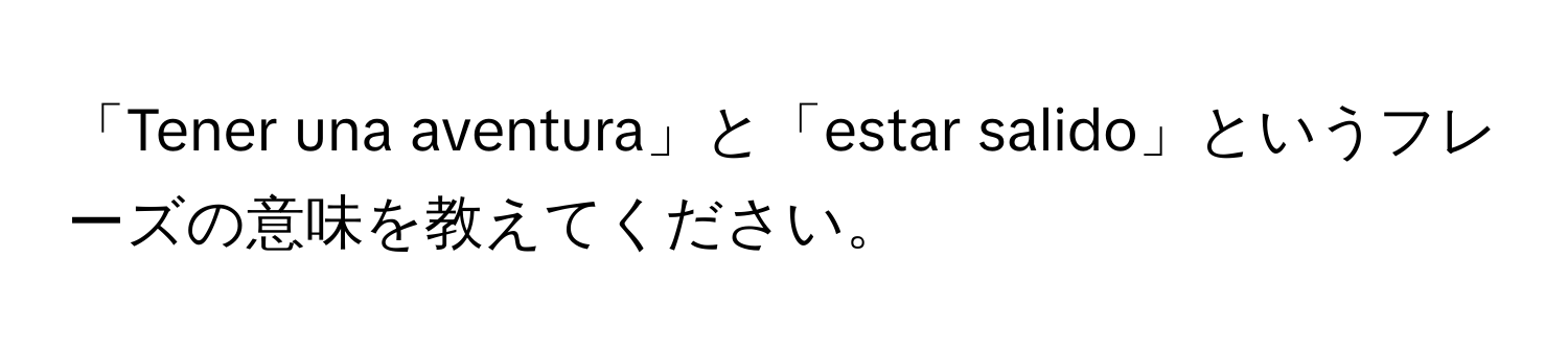 「Tener una aventura」と「estar salido」というフレーズの意味を教えてください。