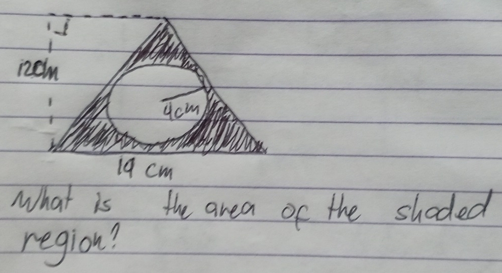 What is the area of the shoded 
region?