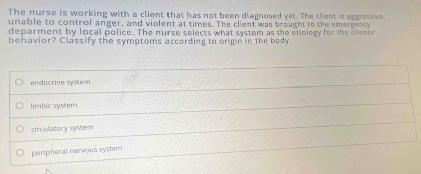 Solved: The nurse is working with a client that has not been diagnosed ...